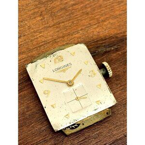 Longines Watch Silver Dial 9LT 17J Swiss Movement 1950's WORKS FOR REPAIR PARTS